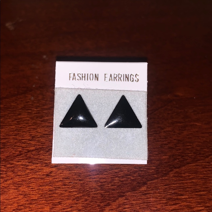Black Triangle Stud Earrings